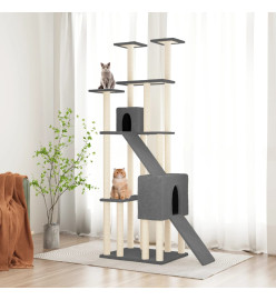 Arbre à chat avec griffoirs en sisal Gris foncé 190 cm