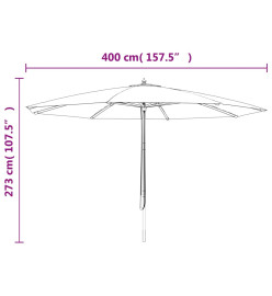 Parasol de jardin avec mât en bois bleu azuré 400x273 cm