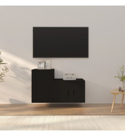 Ensemble de meubles TV 2 pcs noir bois d'ingénierie