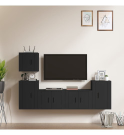 Ensemble de meubles TV 5 pcs Noir Bois d'ingénierie