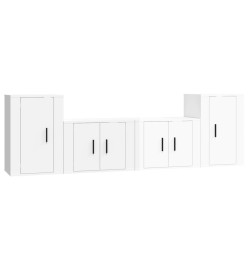 Ensemble de meubles TV 4 pcs Blanc brillant Bois d'ingénierie