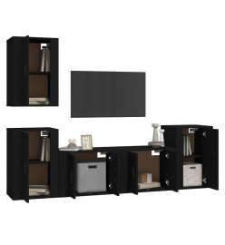 Ensemble de meubles TV 5 pcs Noir Bois d'ingénierie