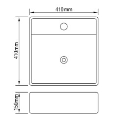 Lavabo avec trop-plein 41 x 41 x 15 cm Céramique Argenté