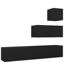 Ensemble de meuble TV 4 pcs Noir Aggloméré