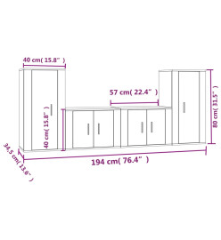 Ensemble de meubles TV 4 pcs Blanc brillant Bois d'ingénierie