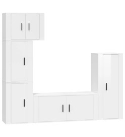 Ensemble de meubles TV 5 pcs Blanc brillant Bois d'ingénierie