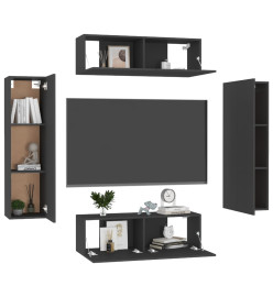 Ensemble de meubles TV 4 pcs Noir Aggloméré