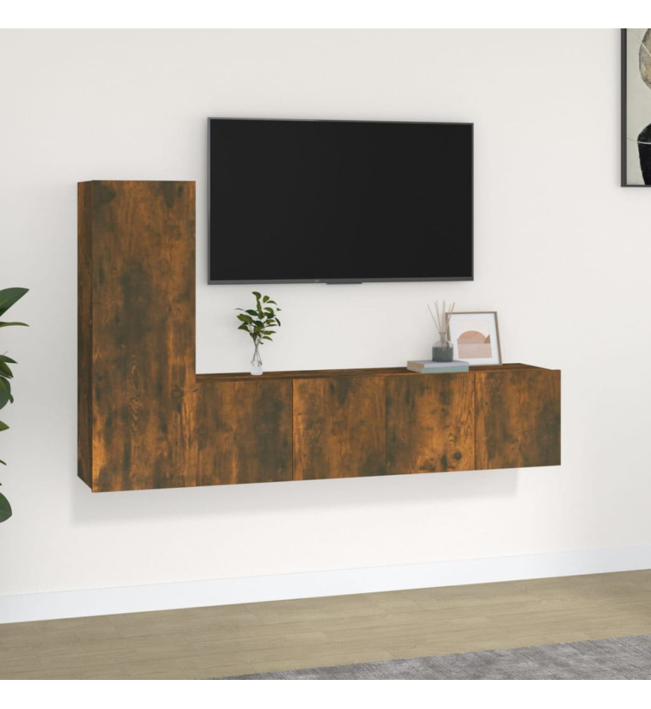 Ensemble de meubles TV 3 pcs Chêne fumé Bois d'ingénierie