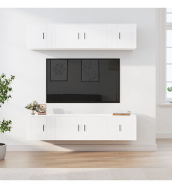 Ensemble de meubles TV 6 pcs Blanc brillant Bois d'ingénierie