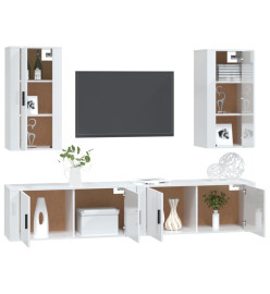 Ensemble de meubles TV 4 pcs Blanc brillant Bois d'ingénierie