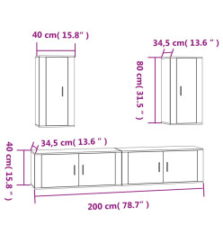 Ensemble de meubles TV 4 pcs Blanc brillant Bois d'ingénierie