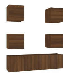 Ensemble de meubles TV 6 pcs Chêne marron Bois d'ingénierie