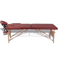 Table pliable de massage Rouge 2 zones avec cadre en bois