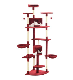 Arbre à chat avec griffoirs en sisal 203 cm Rouge et Blanc