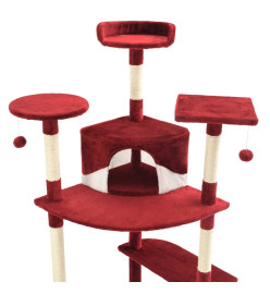 Arbre à chat avec griffoirs en sisal 203 cm Rouge et Blanc