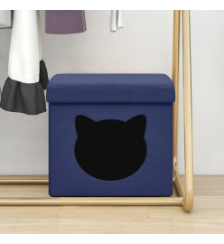 Tabouret de rangement pliable avec motif de chat Bleu Tissu