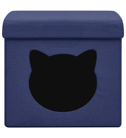 Tabouret de rangement pliable avec motif de chat Bleu Tissu