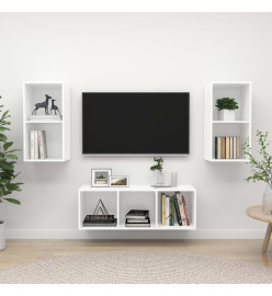 Ensemble de meuble TV 3 pcs Blanc Aggloméré