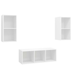 Ensemble de meuble TV 3 pcs Blanc Aggloméré