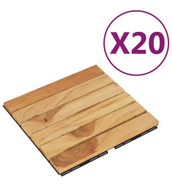 Tuiles de terrasse 20 pcs 30x30 cm bois massif teck vertical