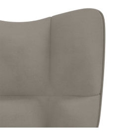 Chaise à bascule avec repose-pied Gris clair Velours