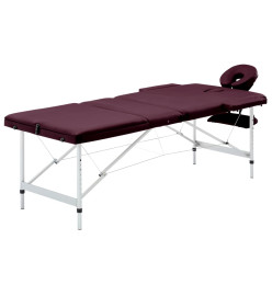 Table de massage pliable 3 zones Aluminium Violet vin