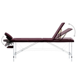 Table de massage pliable 3 zones Aluminium Violet vin