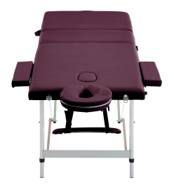 Table de massage pliable 3 zones Aluminium Violet vin