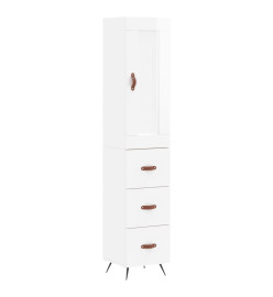 Buffet haut Blanc brillant 34,5x34x180 cm Bois d'ingénierie