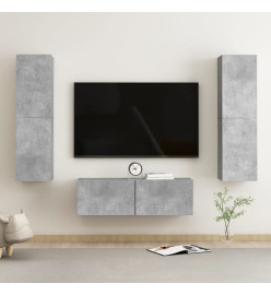 Ensemble de meubles TV 3 pcs Gris béton Aggloméré