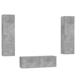 Ensemble de meubles TV 3 pcs Gris béton Aggloméré