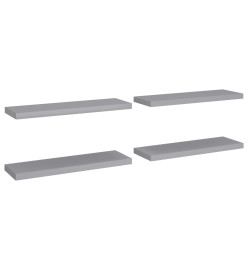 Étagères murales flottantes 4 pcs gris 80x23,5x3,8 cm MDF