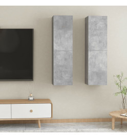 Meubles TV 2 pcs Gris béton 30,5x30x110 cm Aggloméré