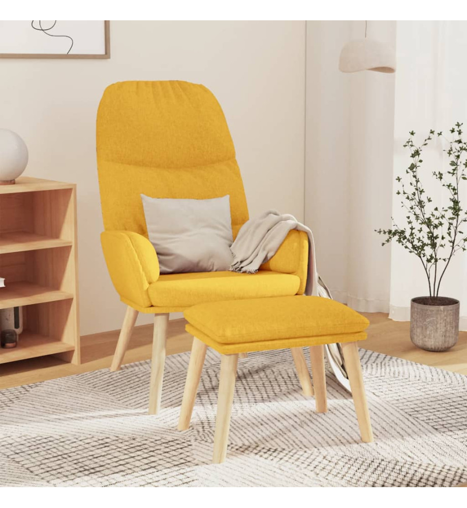 Chaise de détente et repose-pied Jaune moutarde Tissu