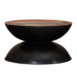 Table basse Bois de récupération massif Base noire 60x60x33 cm