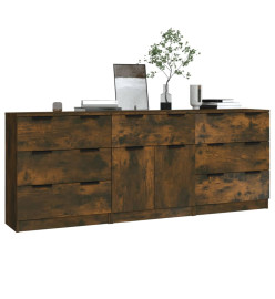 Buffets 3 pcs Chêne fumé Bois d'ingénierie