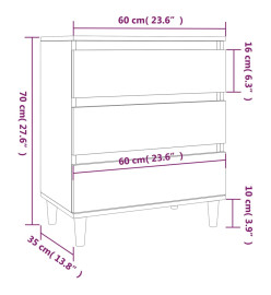 Buffet Blanc brillant 60x35x70 cm Bois d'ingénierie