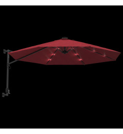 Parasol mural avec LED rouge vif 290 cm