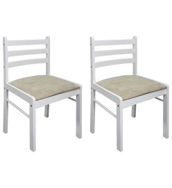 Chaises à manger lot de 2 blanc hévéa solide et velours