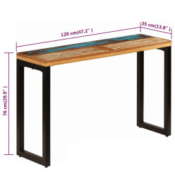 Table console 120x35x76 cm Bois de récupération solide et acier