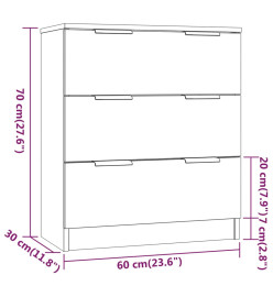 Buffet Blanc 60x30x70 cm Bois d'ingénierie