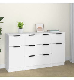 Ensemble de buffets 3 pcs Blanc Bois d'ingénierie