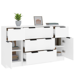 Ensemble de buffets 3 pcs Blanc Bois d'ingénierie