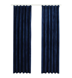 Rideaux occultants et crochet 2pcs Velours Bleu foncé 140x245cm