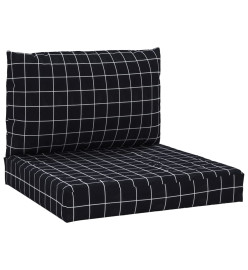 Coussins de palette 2 pcs motif à carreaux noir tissu Oxford