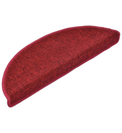 Tapis d'escalier 15 pcs Rouge bordeaux 65 x 24 x 4 cm