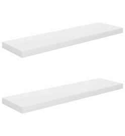 Étagère murale flottante 2 pcs Blanc brillant 90x23,5x3,8cm MDF