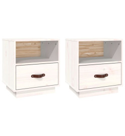 Tables de chevet 2 pcs Blanc 40x34x45 cm Bois de pin massif