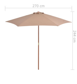 Parasol avec mât en bois 270 cm Taupe