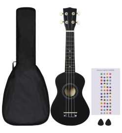 Jeu de ukulélé soprano avec sac pour enfants Noir 21"